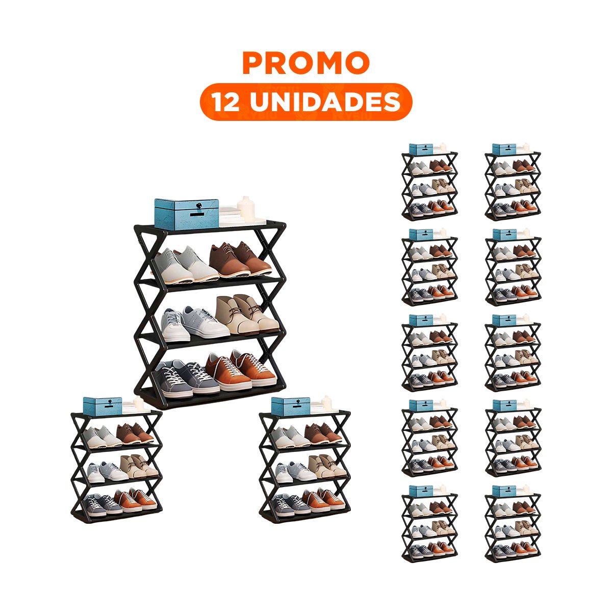PACK12 SOLUCION 4 NIVELES COLOR NEGRO PARA ORDEN DE CALZADO - 1