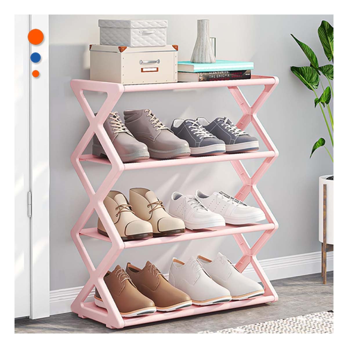 PACK4 BASE CUATRO NIVELES ROSADA PARA MANTENER ZAPATOS ORDENADOS Y+PAPEL REGALO - 5