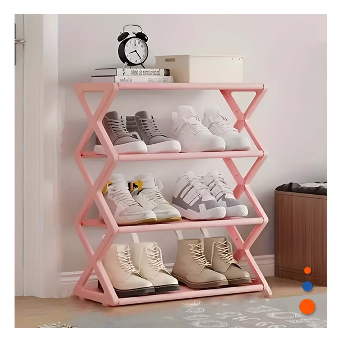 PACK12 ESTANTE FUNCIONAL CUATRO NIVELES ROSADO PARA ZAPATOS EN CASA Y+PAPEL REGALO - 3