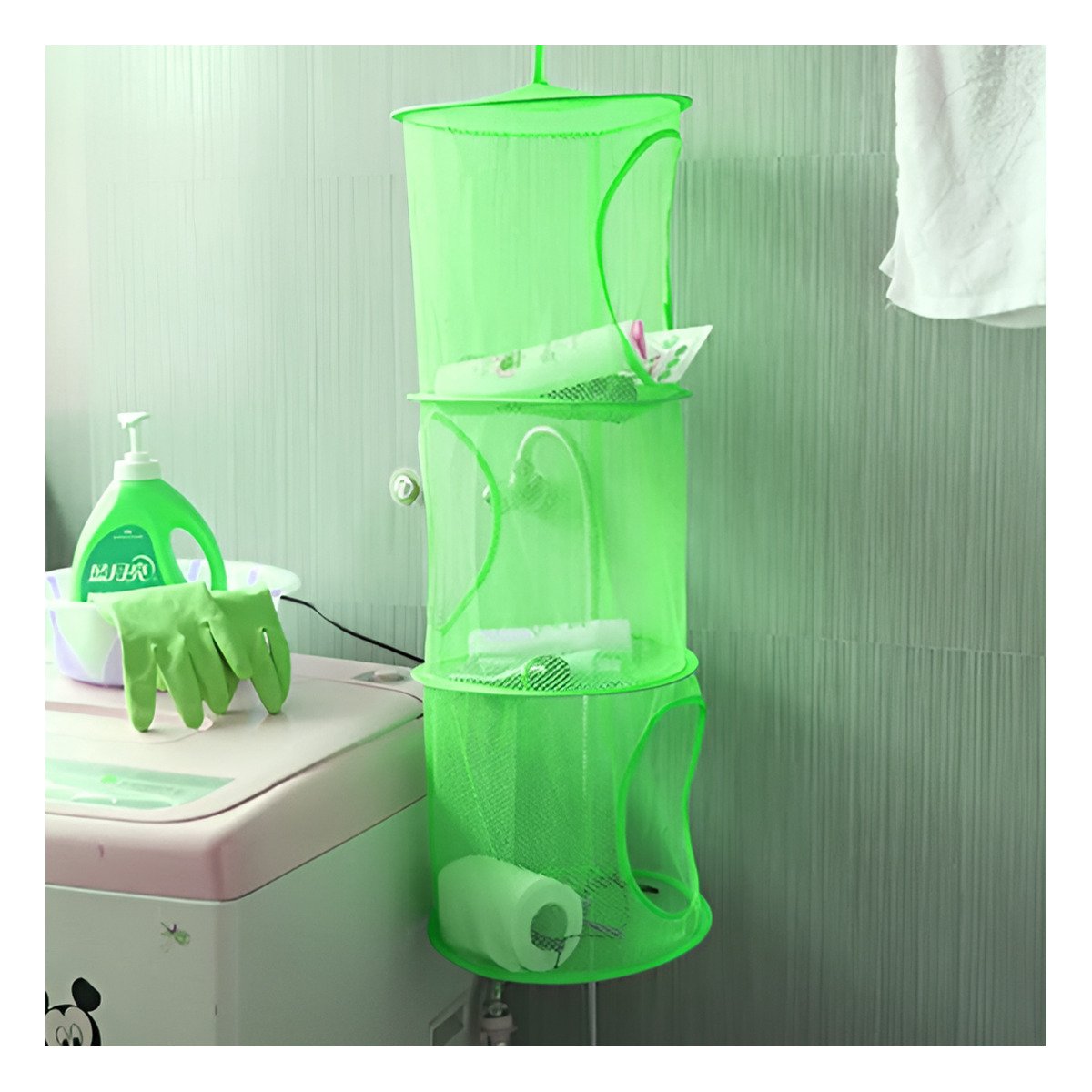 PACK4 SOPORTE COLGANTE TIPO RED 3 NIVELES VERDE MODERNO PARA ORGANIZAR Y+PAPEL REGALO - 5