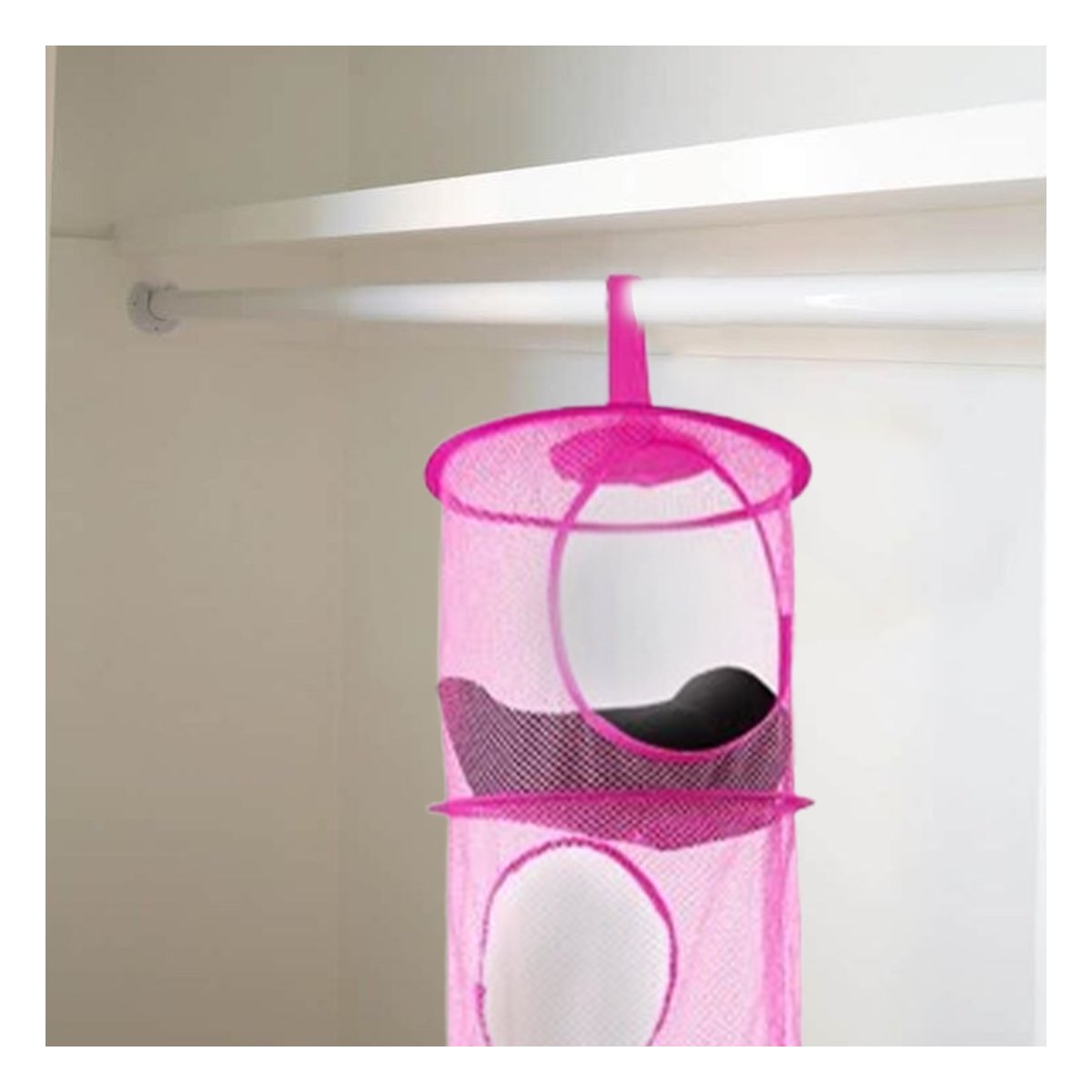 PACK2 SOPORTE COLGANTE TIPO RED 3 NIVELES FUCSIA PRACTICO PARA ESPACIOS PEQUENOS Y+PAPEL REGALO - 2