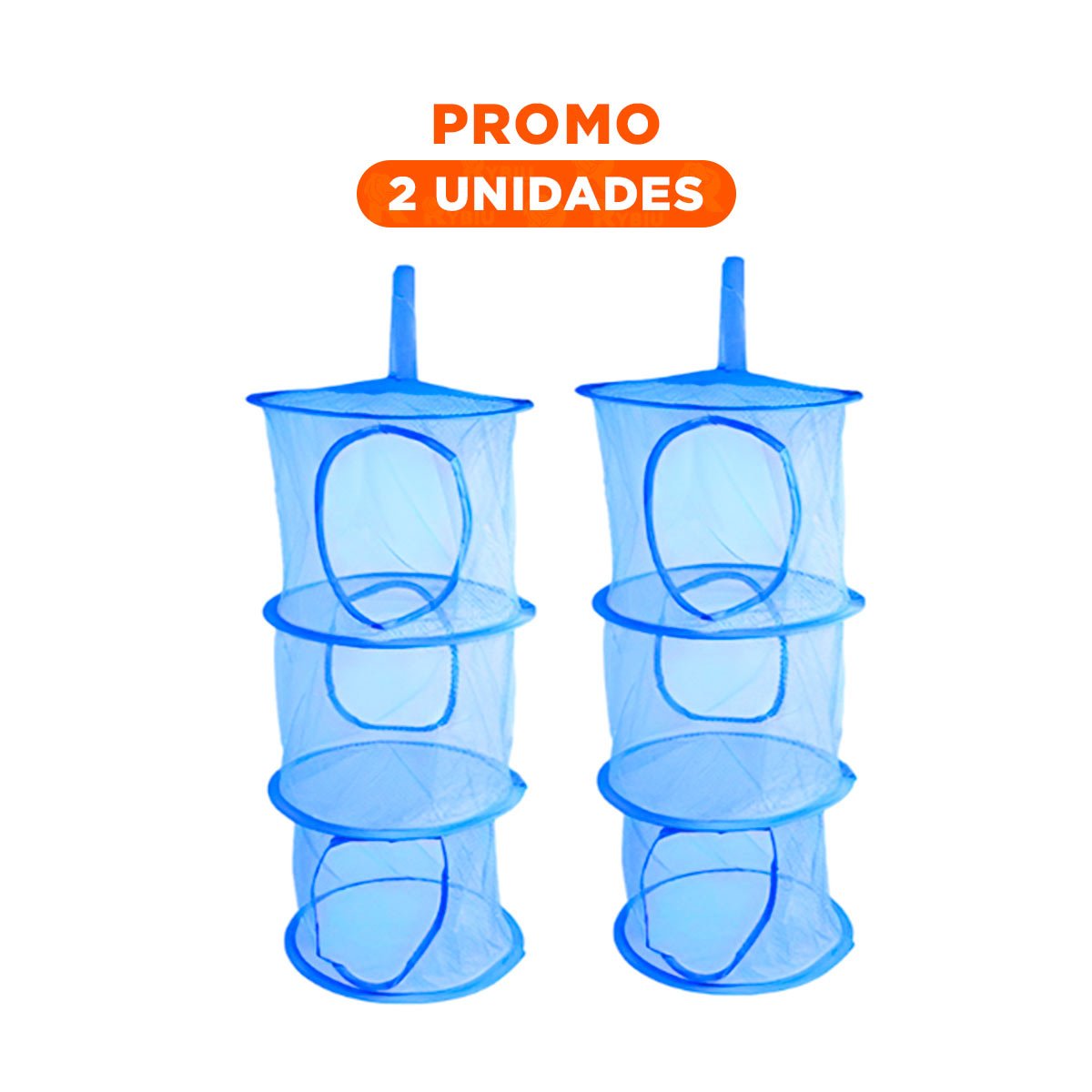 PACK2 SOPORTE COLGANTE TIPO RED 3 NIVELES AZUL RESISTENTE USO DIARIO Y+REGALO STICKER - 1