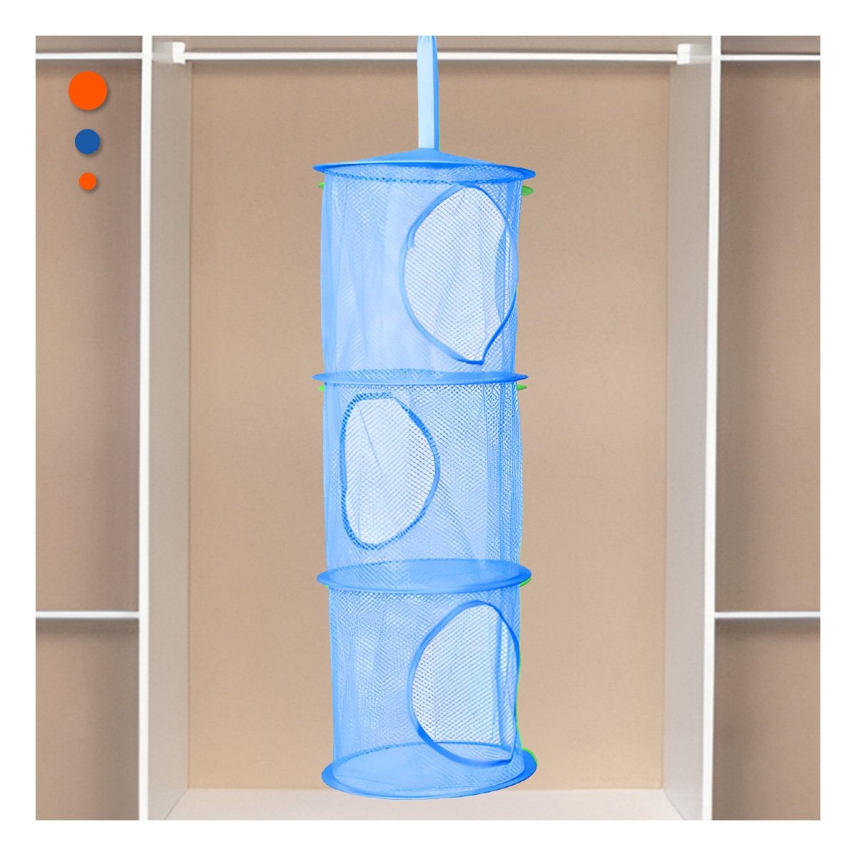 RED ORGANIZADORA COLGANTE 3 NIVELES COLOR AZUL PARA ORDEN EN HOGAR DIARIO - 1