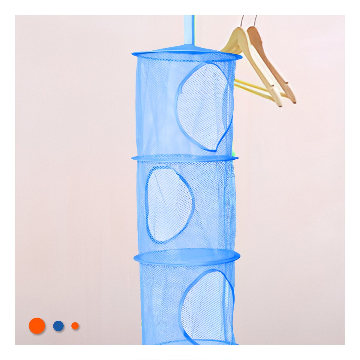 PACK4 SOPORTE COLGANTE TIPO RED 3 NIVELES AZUL FUNCIONAL ALMACENAMIENTO - 5