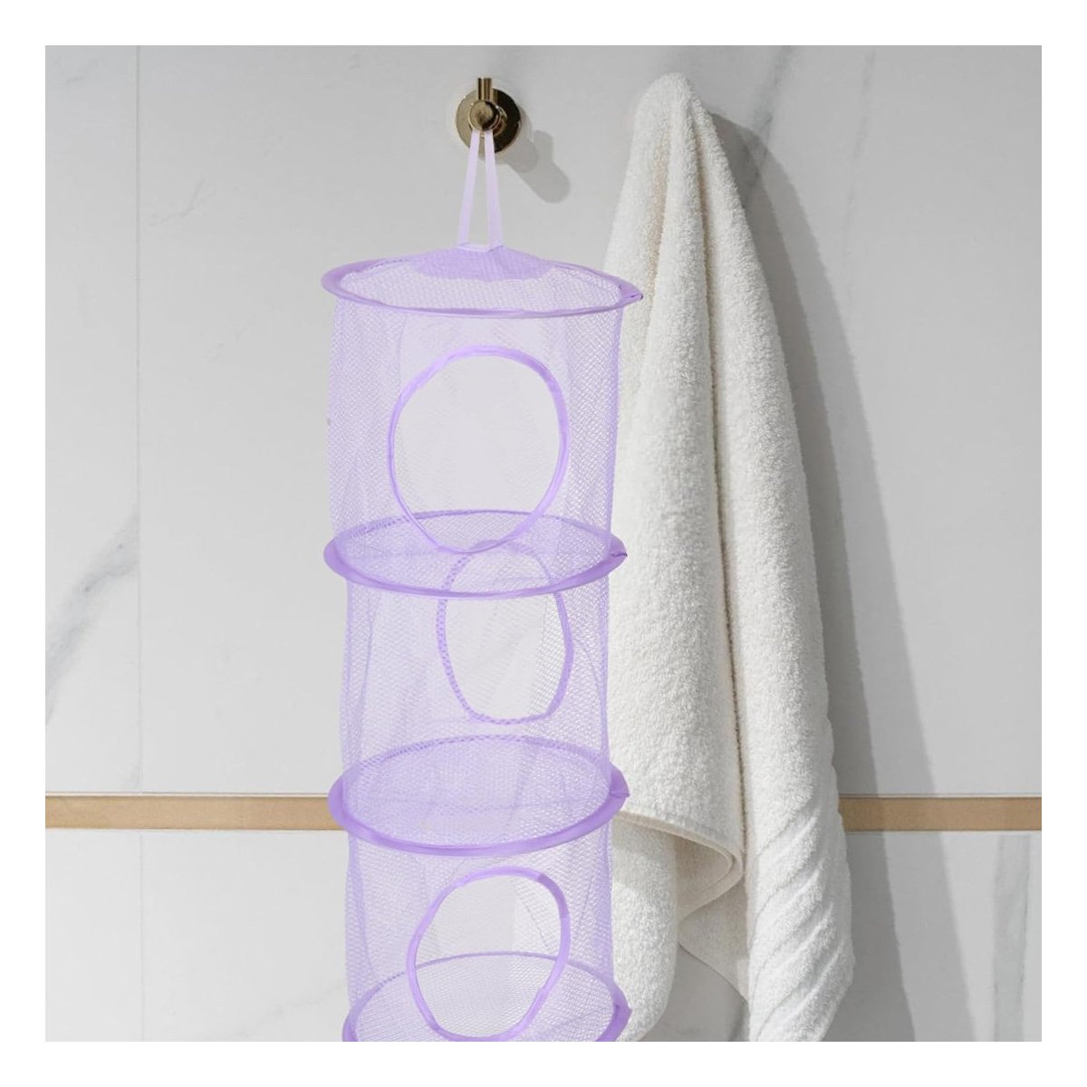 RED ORGANIZADORA COLGANTE 3 NIVELES COLOR MORADO PARA ORDEN EN HOGAR DIARIO - 1