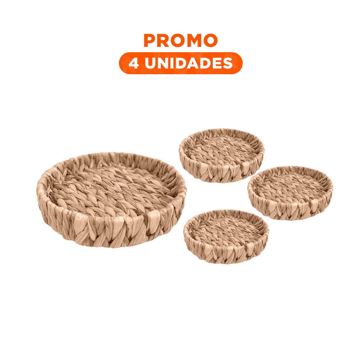 PACK4 CANASTA ARTESANAL REDONDA GRASS 23X4CM MOSTAZA PARA CASA Y DECORACION HOGAR - 1