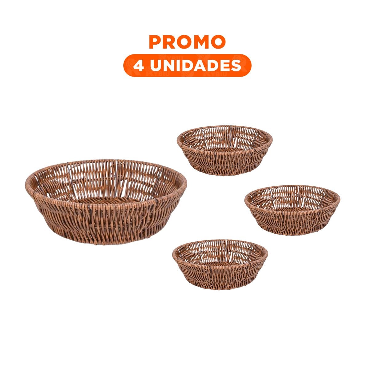 PACK4 CONTENEDOR TEJIDO CIRCULAR 21X15X7CM MARRON FUNCIONAL ALMACENAMIENTO PLUS - 1