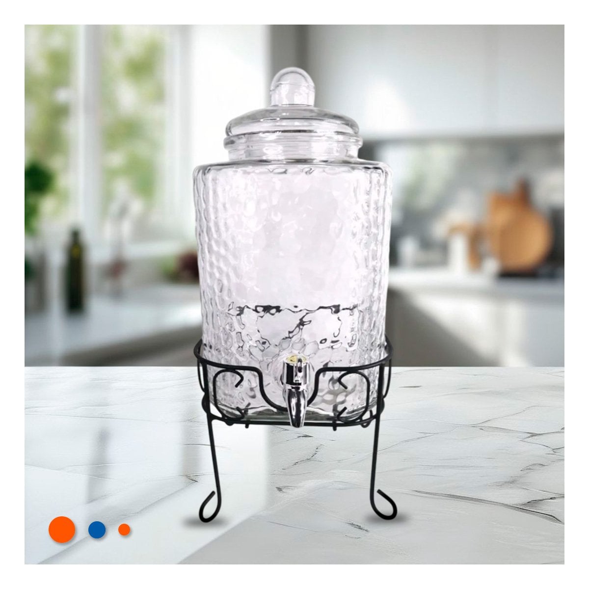 PACK2 JARRA DE BEBIDA TRANSPARENTE 6L CON BASE METALICA PARA HOGAR Y EVENTOS - 3