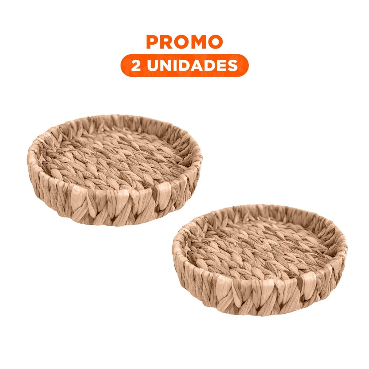 PACK2 CANASTA TRENZADA CIRCULAR GRASS 23X4CM MOSTAZA PARA ESPACIOS DECORATIVOS Y+REGALO STICKER - 1
