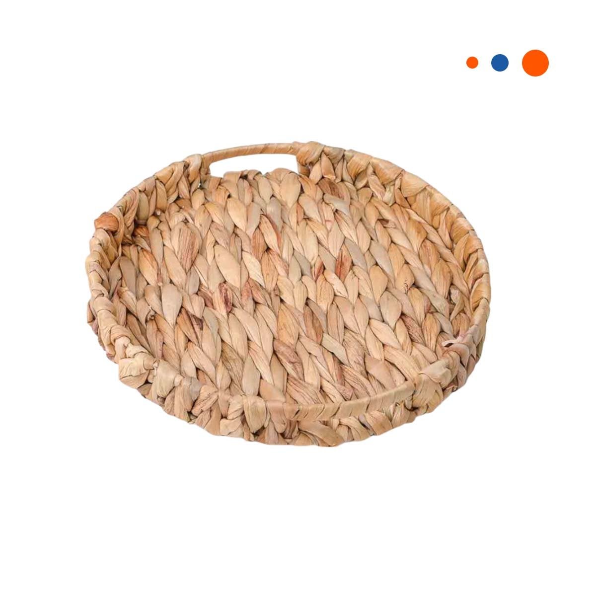 CONTENEDOR DECORATIVO CIRCULAR GRASS 31X4CM MOSTAZA PARA ORGANIZAR HOGAR Y+REGALO STICKER - 1