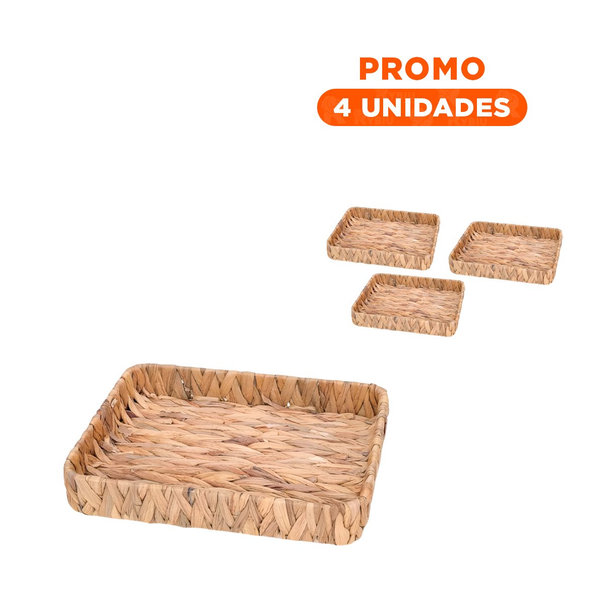 PACK4 CESTA MULTIPROPOSITO RECTANGULAR GRASS 31X23X4CM PARA USO EN SALA O DORMITORIO - 1