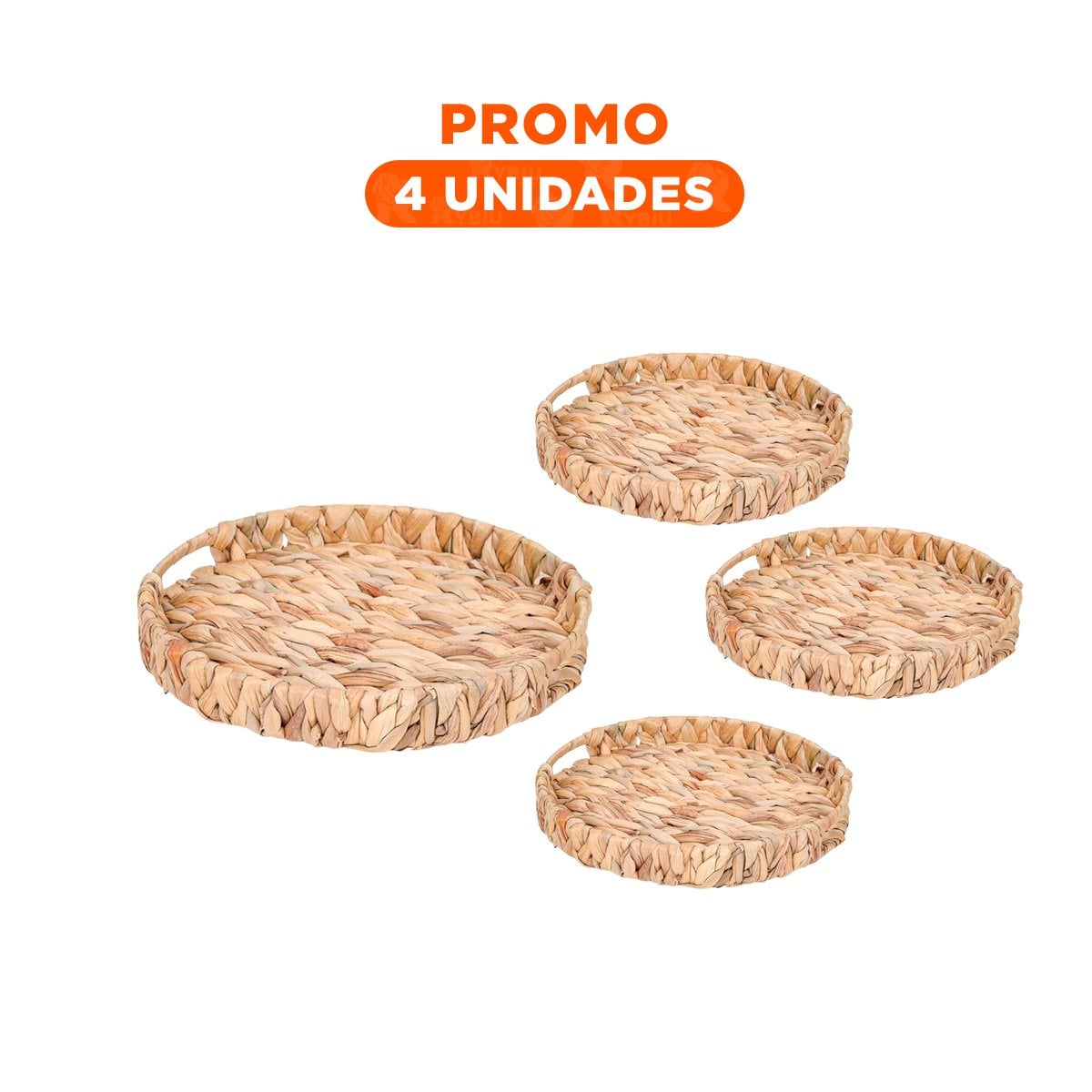 PACK4 CESTA TEJIDA CIRCULAR CON ASAS GRASS 32X4CM TONO MOSTAZA PARA ORDENAR OBJETOS EN HOGAR - 1