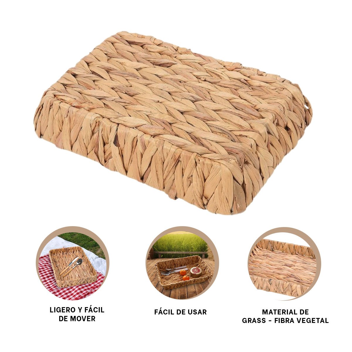 CAJA RECTANGULAR TEJIDA GRASS 28X19X4CM MOSTAZA PARA ORGANIZAR PRODUCTOS EN HOGAR Y+POST IT - 5