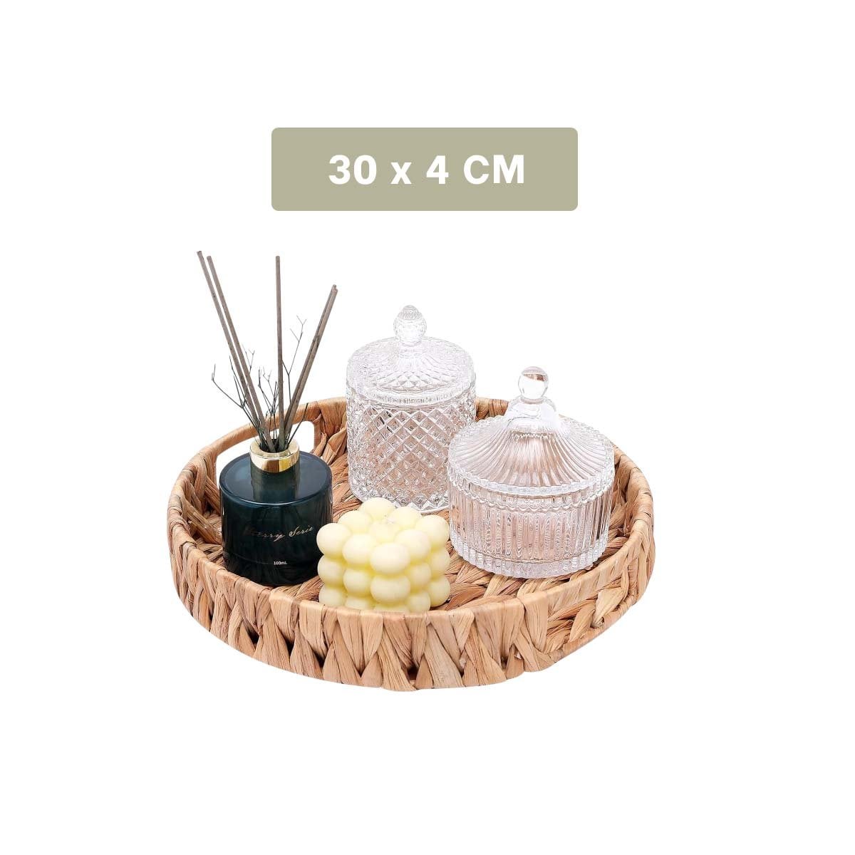 PACK4 CONTENEDOR TEJIDO CIRCULAR CON ASAS GRASS 30X4CM MOSTAZA PARA USO CASA Y+REGALO STICKER - 4
