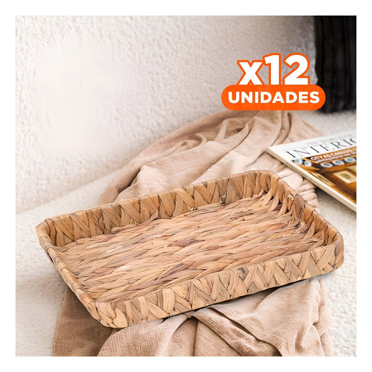 PACK12 CANASTA FUNCIONAL RECTANGULAR GRASS 31X23X4CM PARA GUARDAR OBJETOS Y+REGALO STICKER - 1