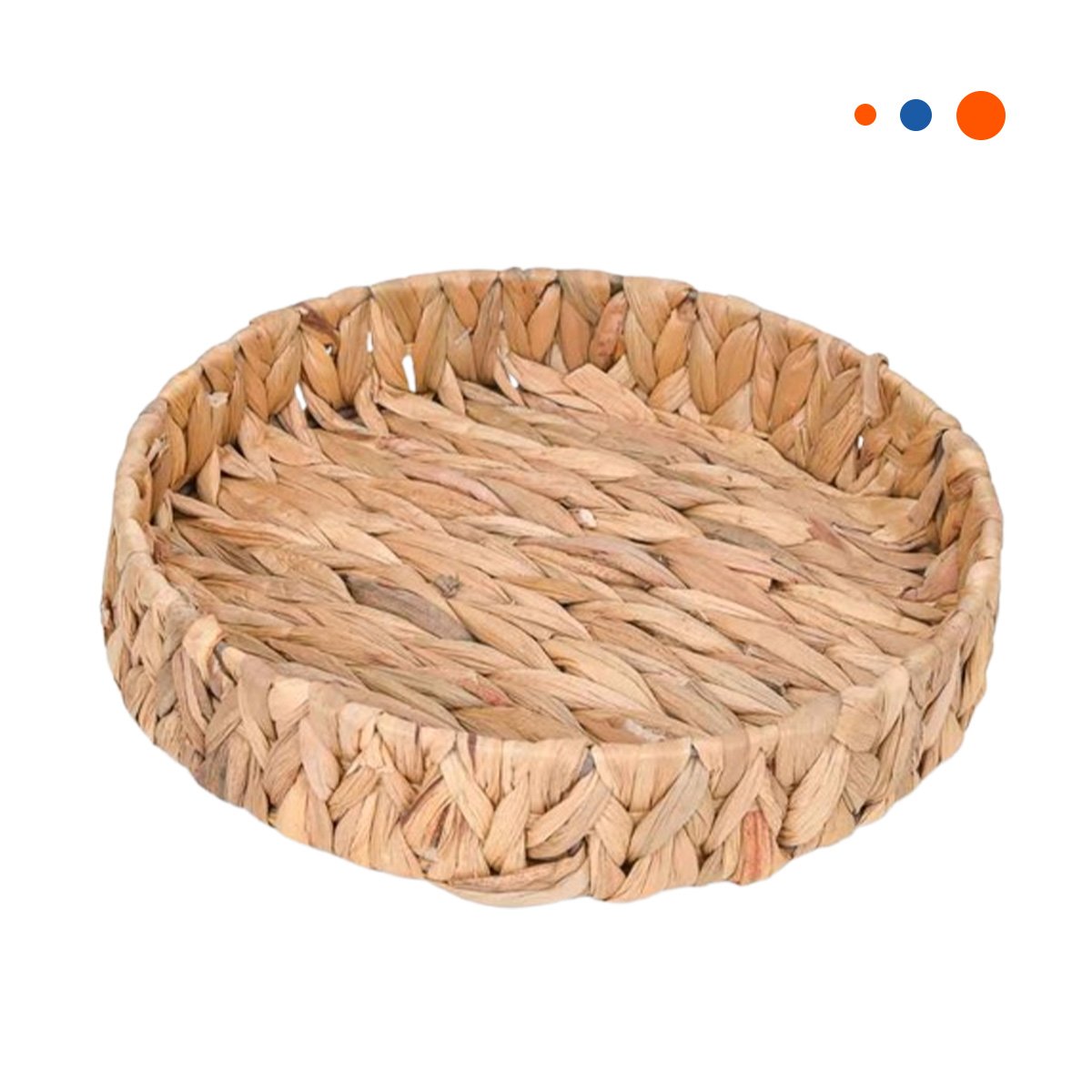 PACK12 CANASTA TEJIDA CIRCULAR GRASS 27X4CM PARA DECORACION FESTIVO MOSTAZA Y+REGALO STICKER - 2