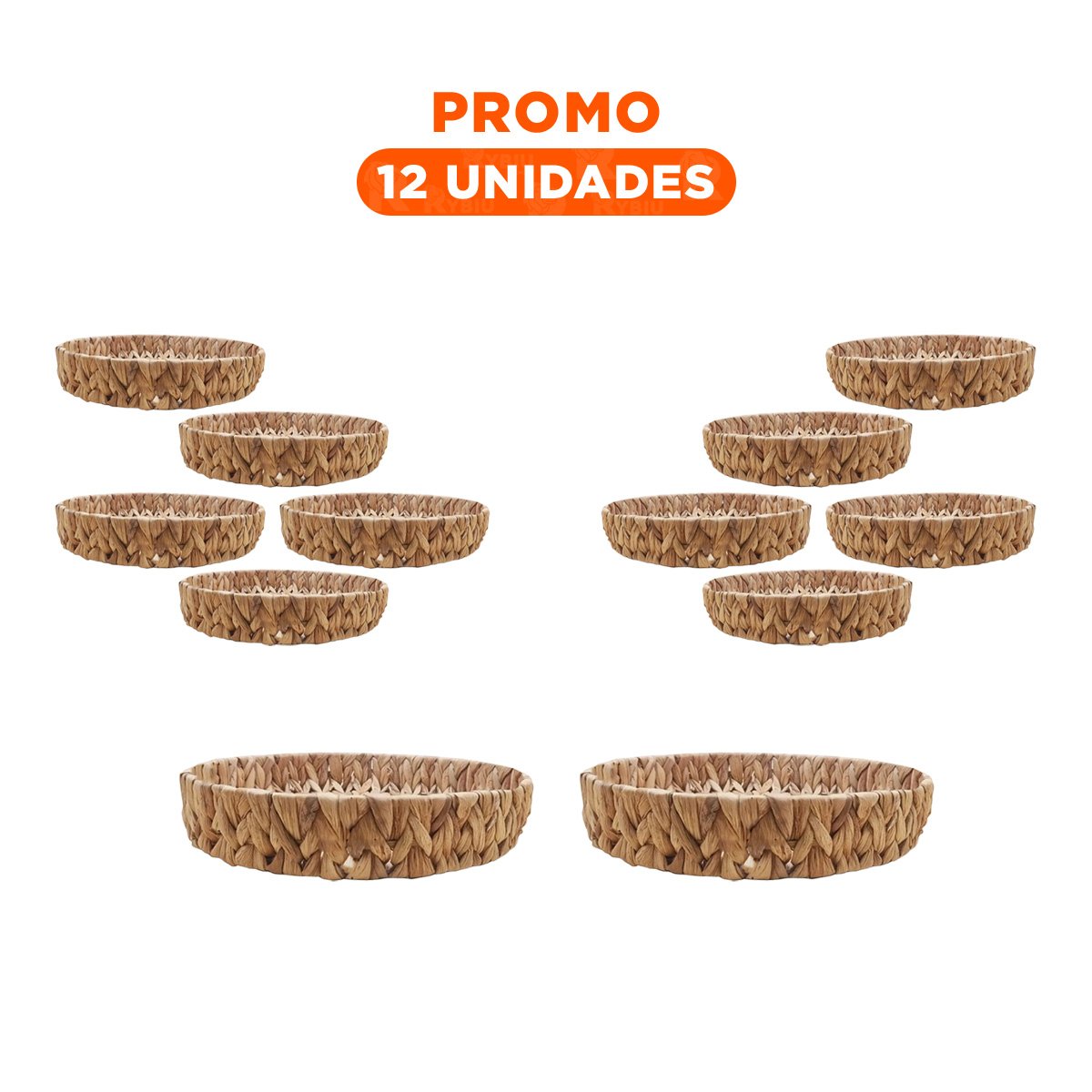 PACK12 RECIPIENTE TEJIDO CIRCULAR GRASS 27X4CM PARA HOGAR Y DECORACION FESTIVO MOSTAZA - 1