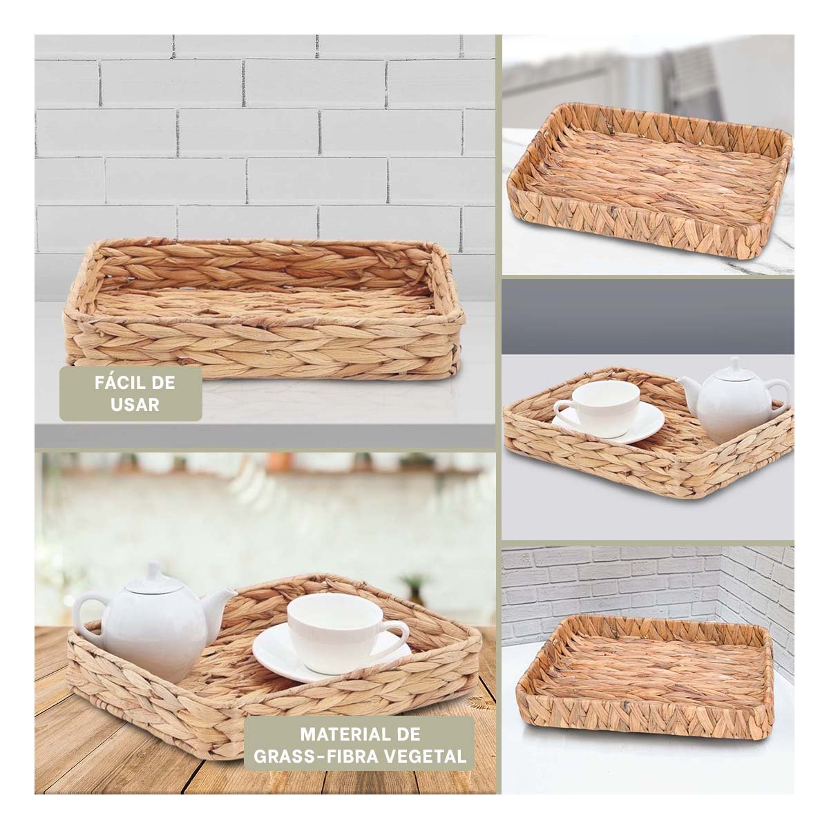 PACK12 CONTENEDOR CON ASAS RECTANGULAR GRASS 31X23X4CM PARA ORGANIZAR OBJETOS EN CASA - 2