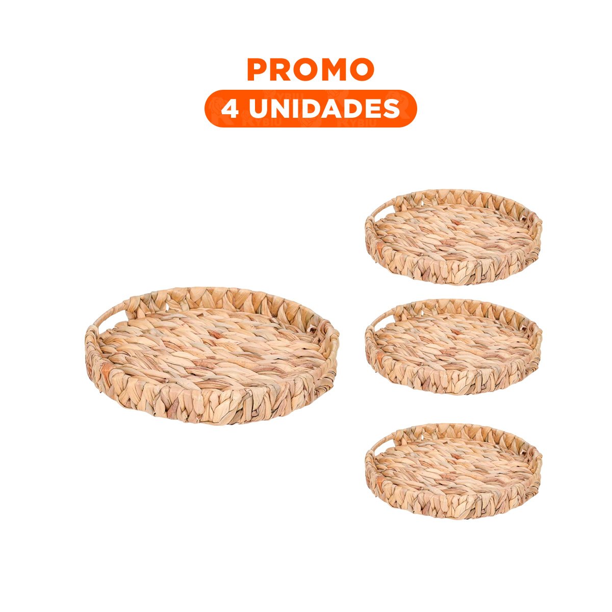 PACK4 BANDEJA CIRCULAR GRASS 31X4CM MOSTAZA PARA DECORACIÓN DE SALA Y HOGAR - 1