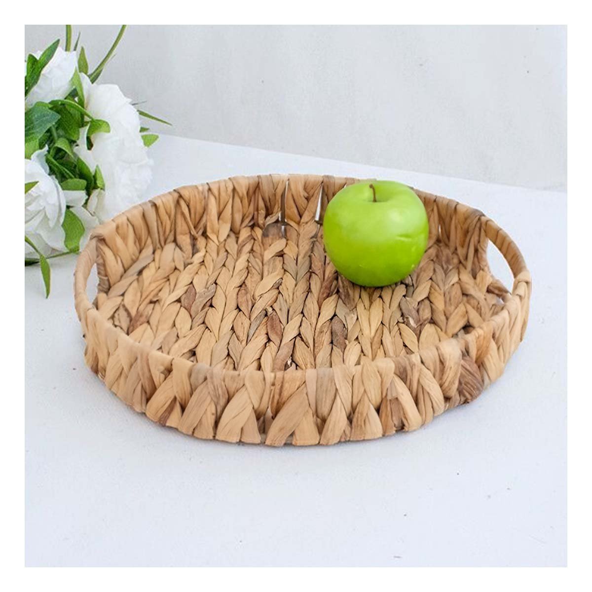 PACK6 CAJON TEJIDO CIRCULAR CON ASAS GRASS 30X4CM MOSTAZA PARA DECORACION HOGAR - 5