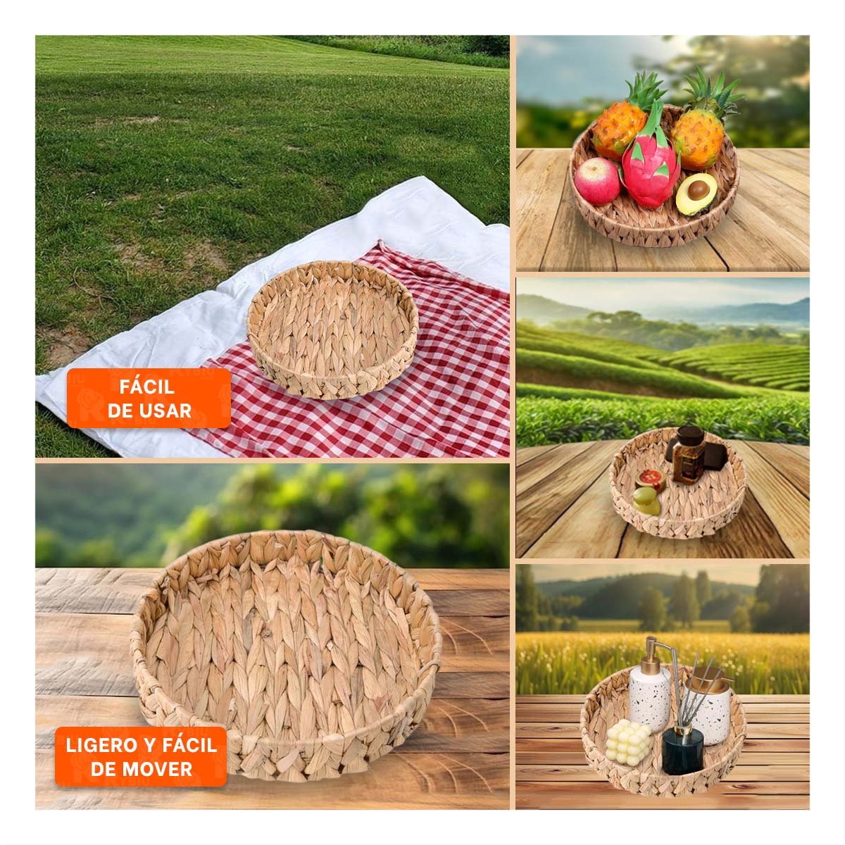 CONTENEDOR TEJIDO CIRCULAR GRASS 27X4CM PARA CASA Y NAVIDAD FESTIVA MOSTAZA Y+LIGAS REGALO - 1