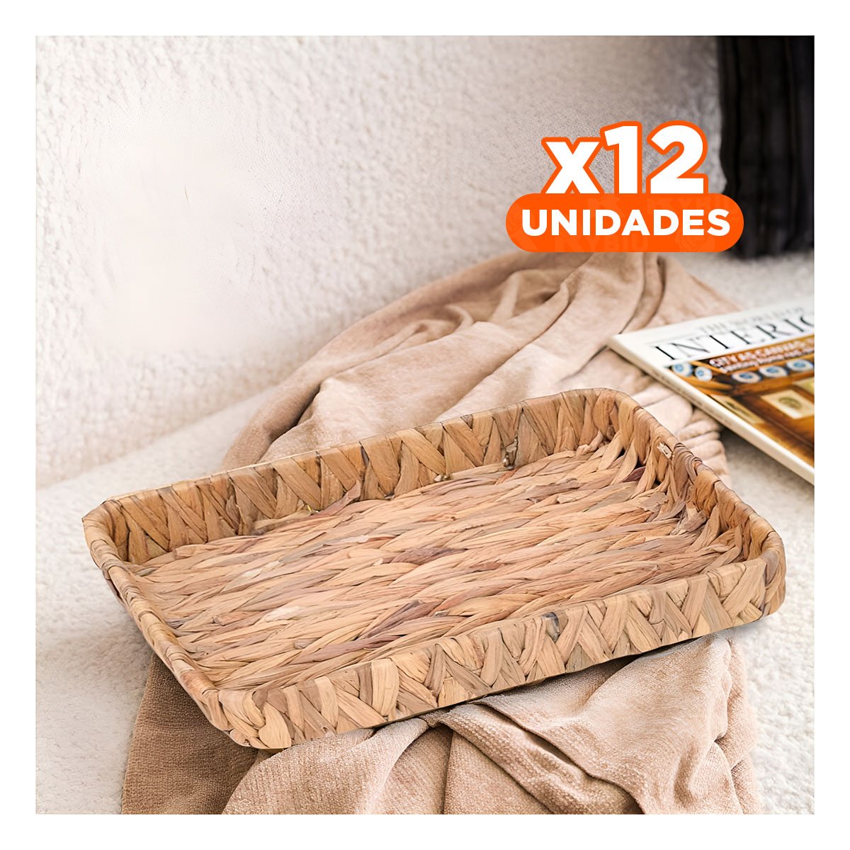 PACK12 CANASTA PRACTICA RECTANGULAR GRASS 31X23X4CM PARA ORGANIZAR ACCESORIOS Y+PAPEL REGALO - 1