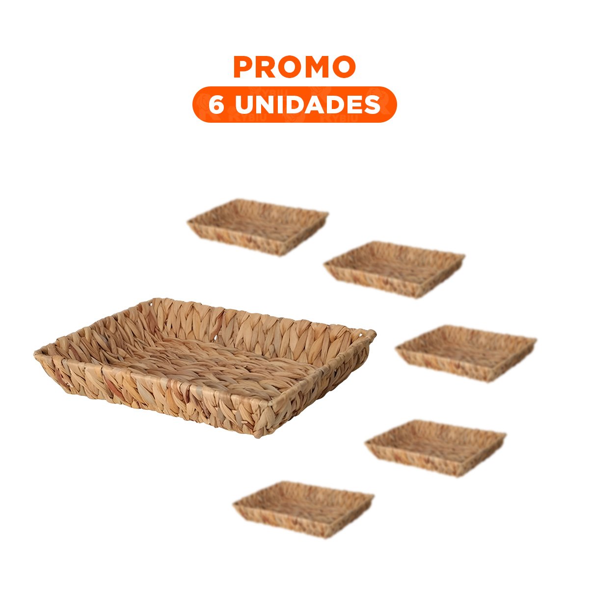 PACK6 RECEPTACULO TEJIDA RECTANGULAR GRASS 28X19X4CM MOSTAZA PARA GUARDAR Y+REGALO STICKER - 1