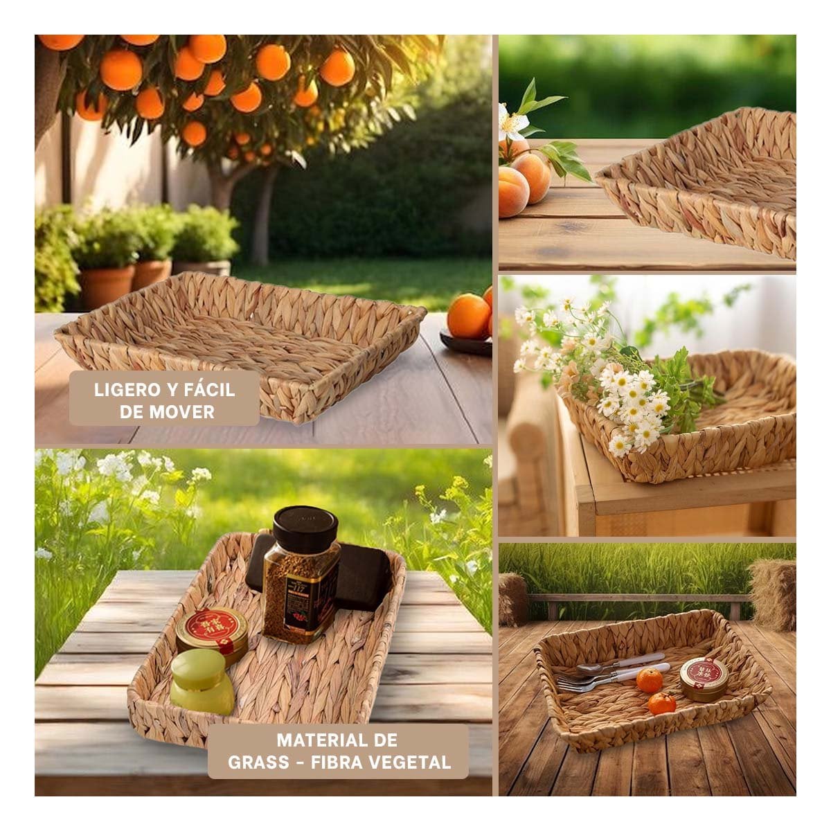 PACK4 CESTA TEJIDA RECTANGULAR GRASS 28X19X4CM MOSTAZA PARA GUARDAR ROPA Y+REGALO STICKER - 2