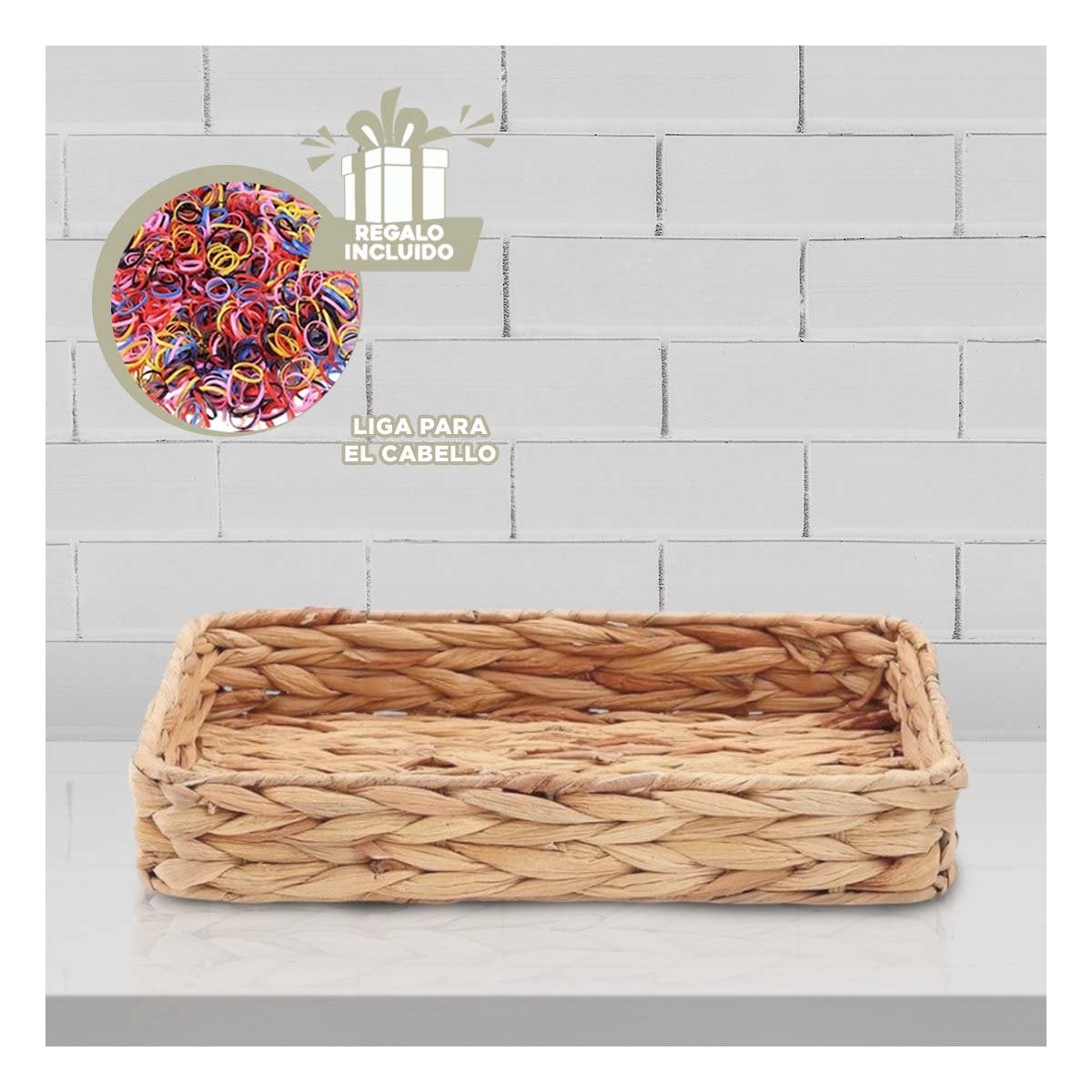 CAJA TEJIDA RECTANGULAR GRASS 31X23X4CM PARA ORDENAR ROPA Y ACCESORIOS EN CASA Y+LIGAS REGALO - 2