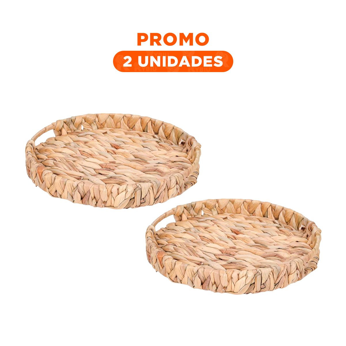 PACK2 CESTA TEJIDA CIRCULAR CON ASAS GRASS 32X4CM COLOR MOSTAZA DORMITORIO Y+REGALO STICKER - 1