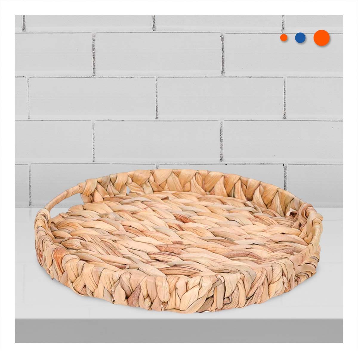 PACK2 CESTA REDONDA GRASS 31X4CM MOSTAZA PARA GUARDAR OBJETOS EN CASA - 5