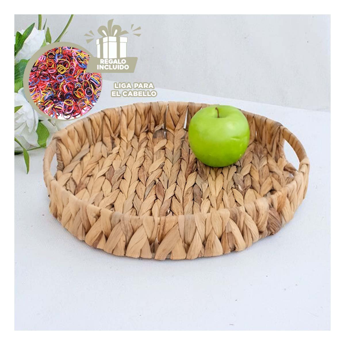 BOL TEJIDO CIRCULAR CON ASAS GRASS 30X4CM MOSTAZA PARA USO HOGAR Y CASA Y+LIGAS REGALO - 2