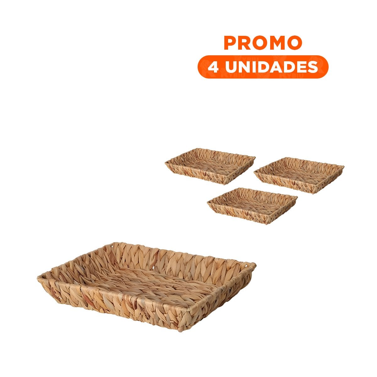 PACK4 RECEPTACULO TEJIDA RECTANGULAR GRASS 28X19X4CM MOSTAZA PARA CLASIFICAR PRODUCTOS - 1