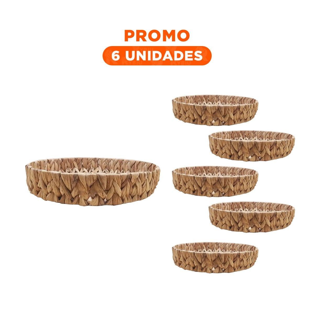PACK6 CONTENEDOR TEJIDO CIRCULAR GRASS 27X4CM PARA HOGAR NAVIDAD MOSTAZA Y+REGALO STICKER - 1