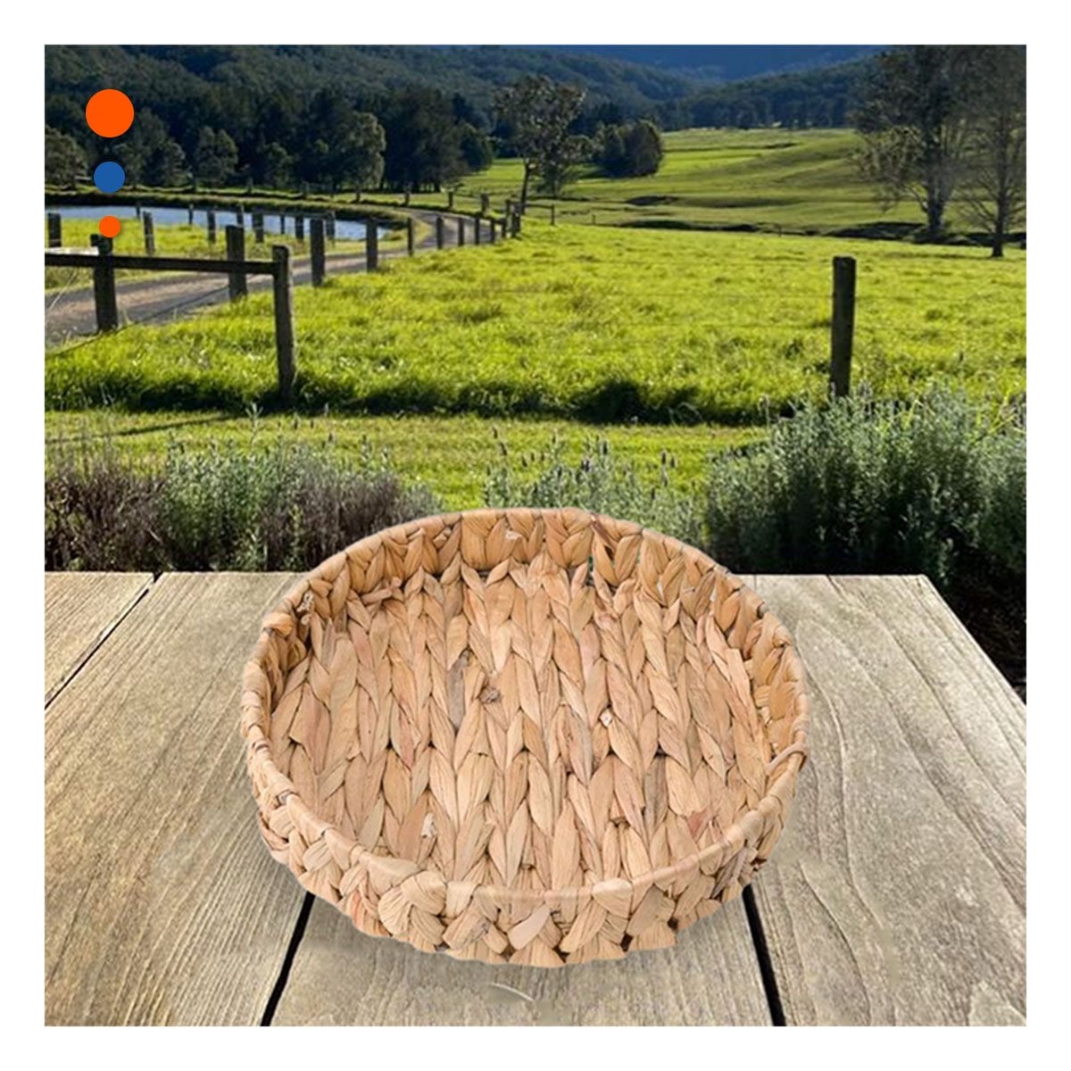 PACK6 CONTENEDOR TEJIDO CIRCULAR GRASS 27X4CM PARA HOGAR NAVIDAD MOSTAZA Y+REGALO STICKER - 3