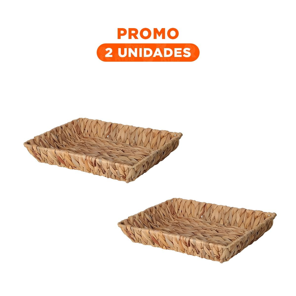 PACK2 CONTENEDOR TEJIDA RECTANGULAR GRASS 28X19X4CM MOSTAZA PARA GUARDAR Y+REGALO STICKER - 1