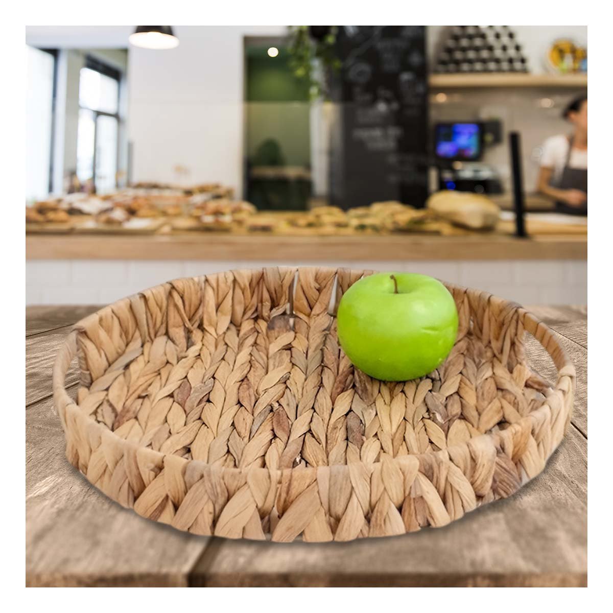 PACK2 CANASTO TEJIDA CIRCULAR CON ASAS GRASS 36X5CM MOSTAZA PARA GUARDAR ROPA Y ACCESORIOS - 5