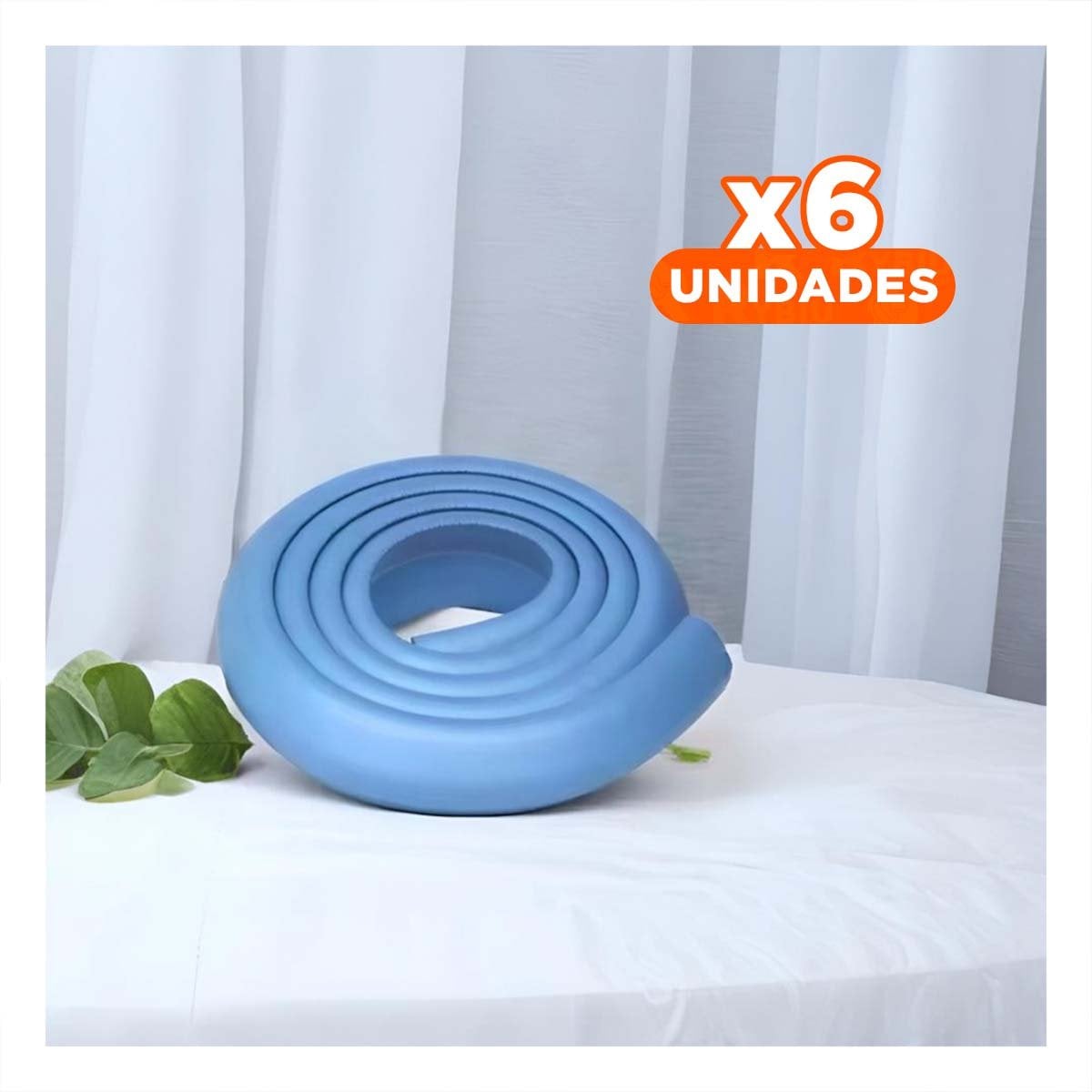 PACK6 BORDE SEGURO DE ESPUMA FLEXIBLE PARA ESQUINAS DE MUEBLES HOGAR AZUL Y+PAPEL REGALO - 1