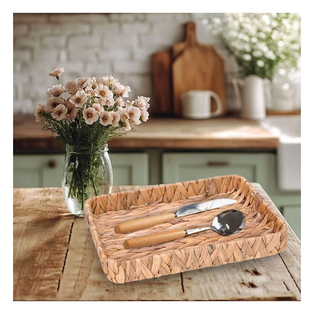 PACK4 CAJA TEJIDA RECTANGULAR GRASS 36X28X6CM MOSTAZA PARA ORGANIZAR Y DECORAR HOGAR - 2