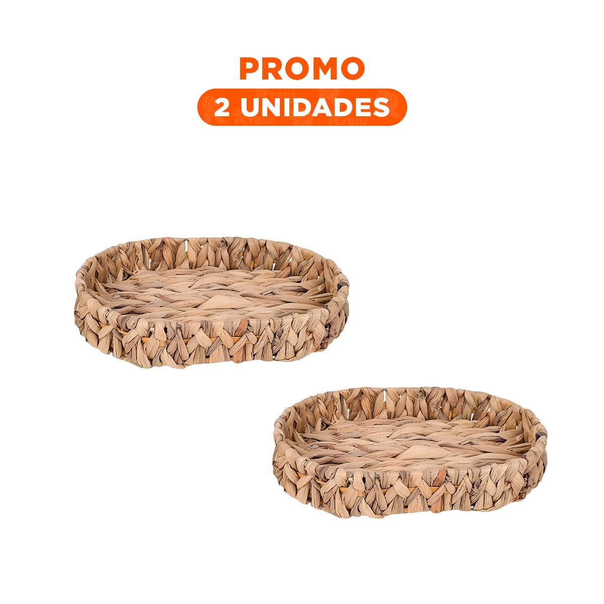 PACK2 CANASTA TEJIDA OVALADA GRASS 36X28X6CM MOSTAZA PRÁCTICA PARA SALA COCINA Y+REGALO STICKER - 1