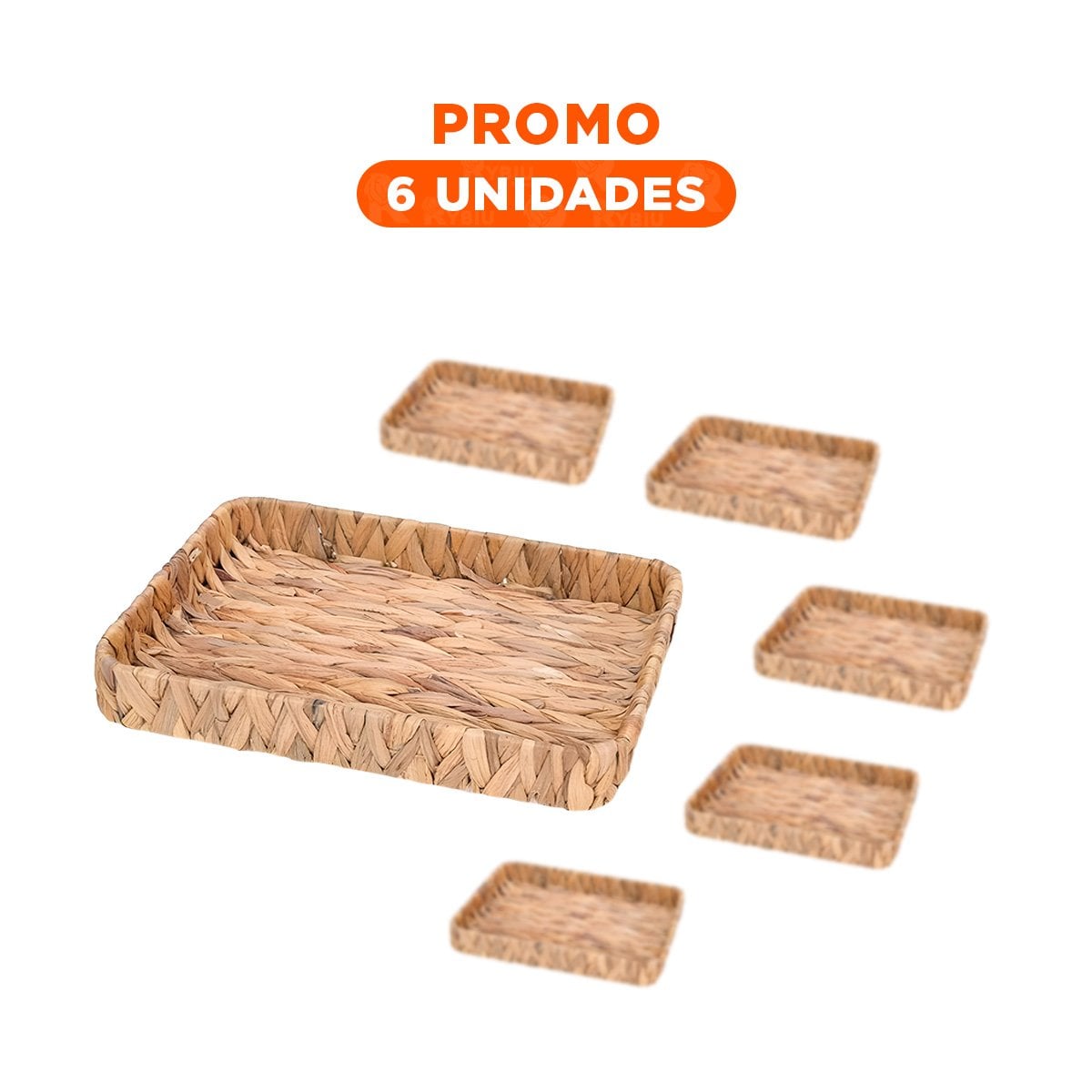 PACK6 CAJA TEJIDA RECTANGULAR GRASS 36X28X6CM MOSTAZA PARA GUARDAR EN CASA Y+REGALO STICKER - 1