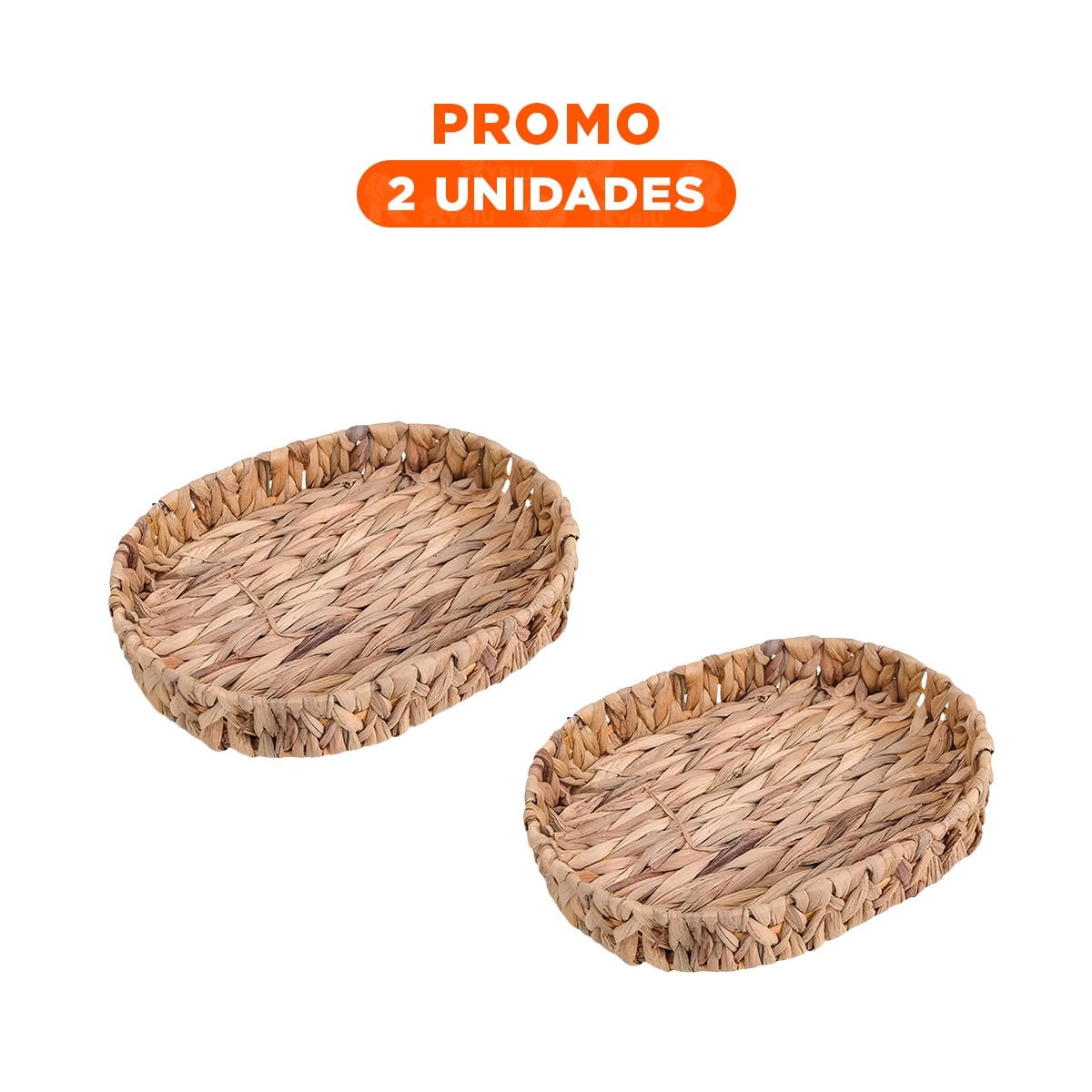 PACK2 CANASTA DECORATIVA OVALADA GRASS 32X24X4.5CM PARA CASA MOSTAZA Y+REGALO STICKER - 1
