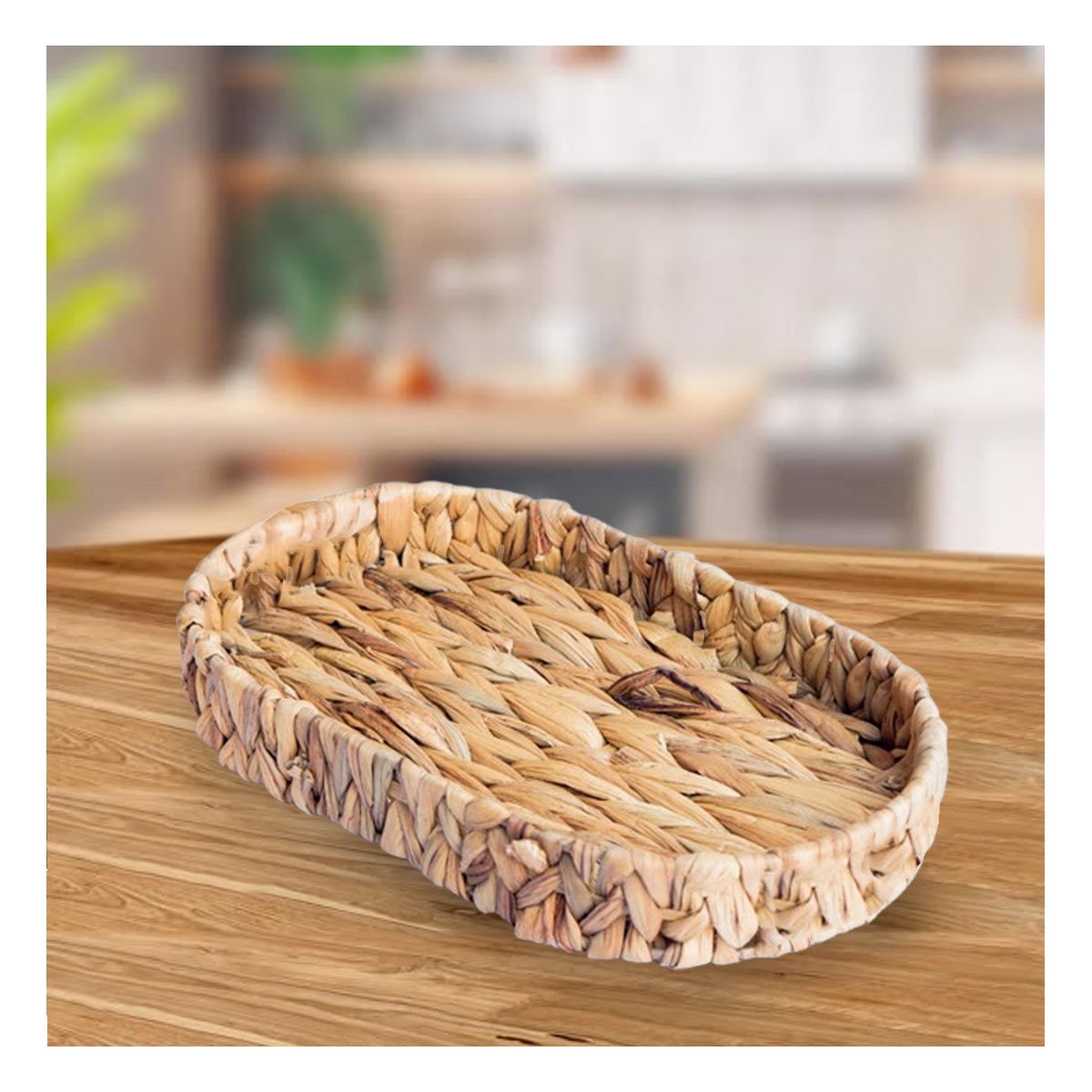 PACK4 PANERA TEJIDA OVALADA GRASS 32X24X4.5CM PARA HOGAR MOSTAZA Y+REGALO STICKER - 5
