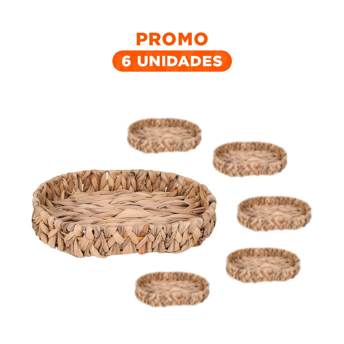 PACK6 CONTENEDOR TEJIDO OVALADO GRASS 36X28X6CM MOSTAZA PARA ORGANIZAR Y+REGALO STICKER - 1