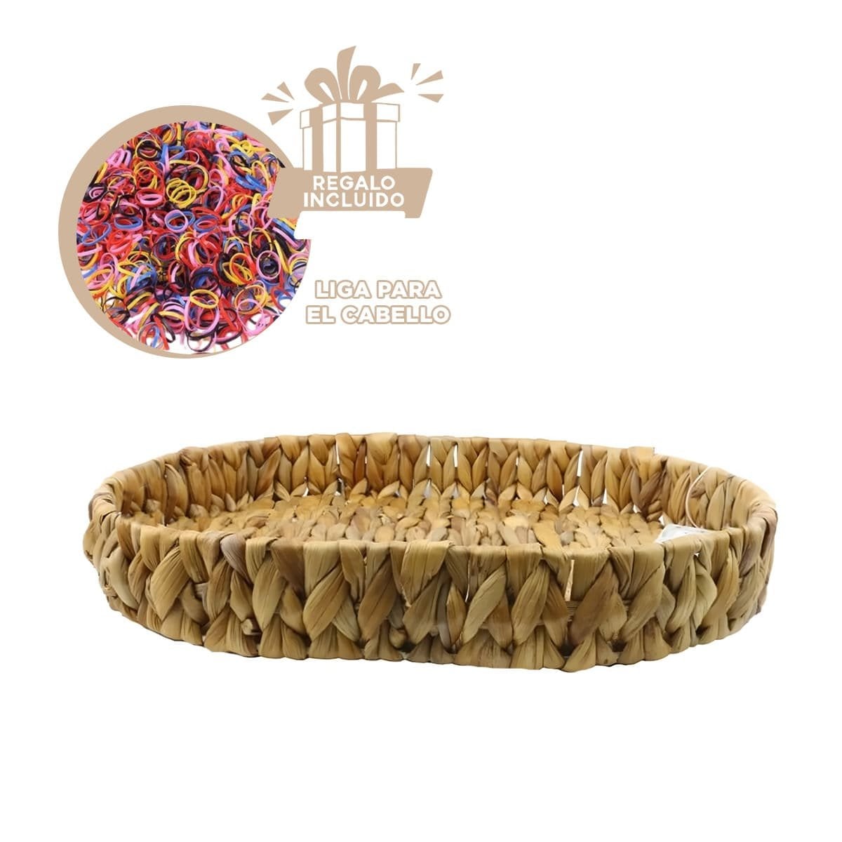 CONTENEDOR TEJIDO OVALADO GRASS 29X20X4.5CM MOSTAZA PARA DECORAR HOGAR Y OFICINA Y+LIGAS REGALO - 2
