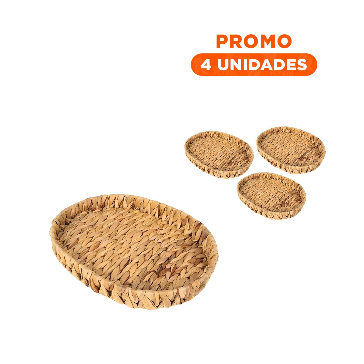 PACK4 CONTENEDOR TEJIDO OVALADO GRASS 29X20X4.5CM MOSTAZA PARA COLOCAR ACCESORIOS Y DECORACION - 1