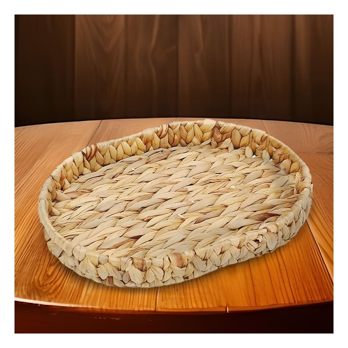 BANDEJA TEJIDA OVALADA GRASS 29X20X4.5CM MOSTAZA PARA ORDENAR SALA Y+REGALO STICKER - 5