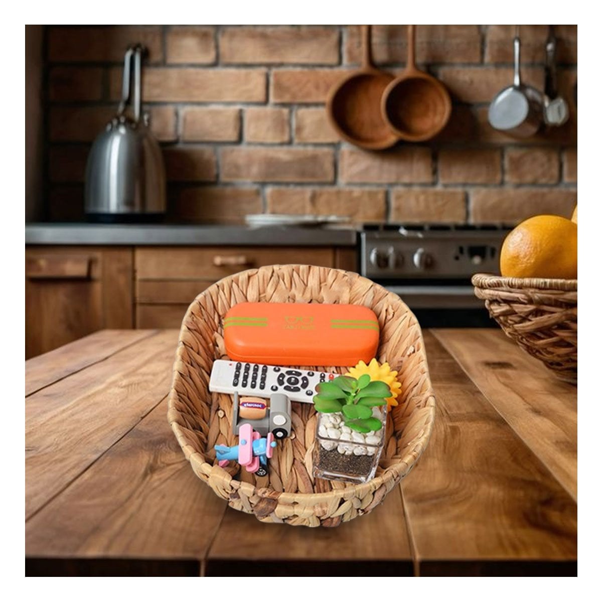 PACK6 PANERA DECORATIVA OVALADA GRASS 32X24X4.5CM PARA CASA MOSTAZA Y+PAPEL REGALO - 2