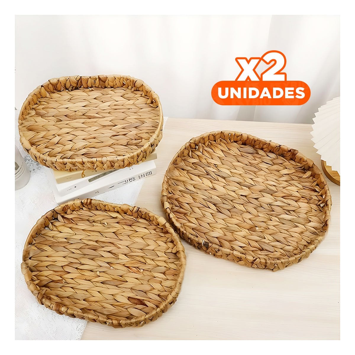 PACK2 CANASTA TEJIDA OVALADA GRASS 29X20X4.5CM MOSTAZA PARA GUARDAR UTENSILIOS Y+PAPEL REGALO - 1