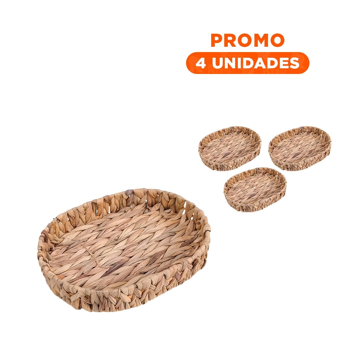 PACK4 CANASTA PRÁCTICA OVALADA GRASS 32X24X4.5CM PARA SALA MOSTAZA - 1